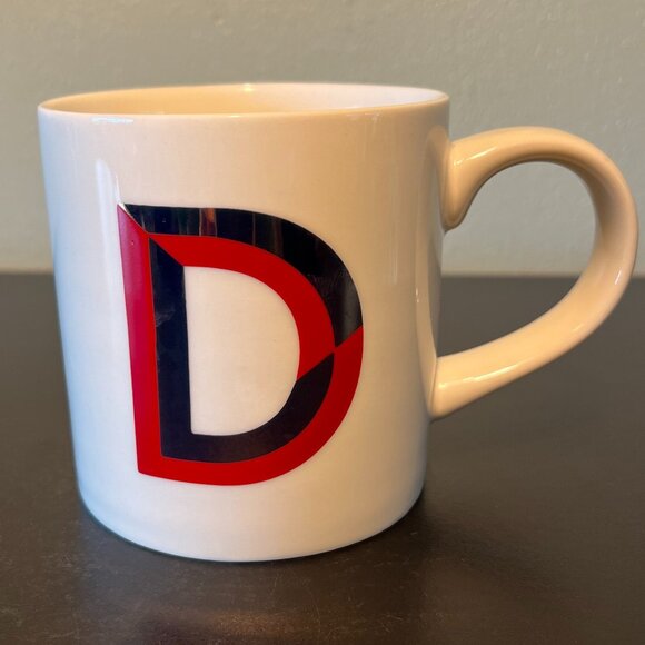 OPALHOUSE Letter "D ” Monogram Initial Maroon and Metallic Gold Ribbed Mug ~ - Picture 10 of 13